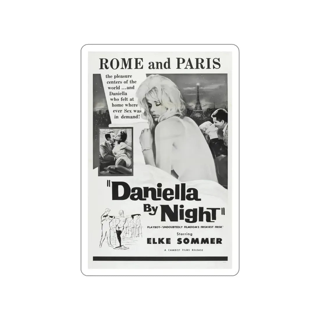 DANIELLA BY NIGHT 1961 Movie Poster STICKER Vinyl Die-Cut Decal - The Sticker Space