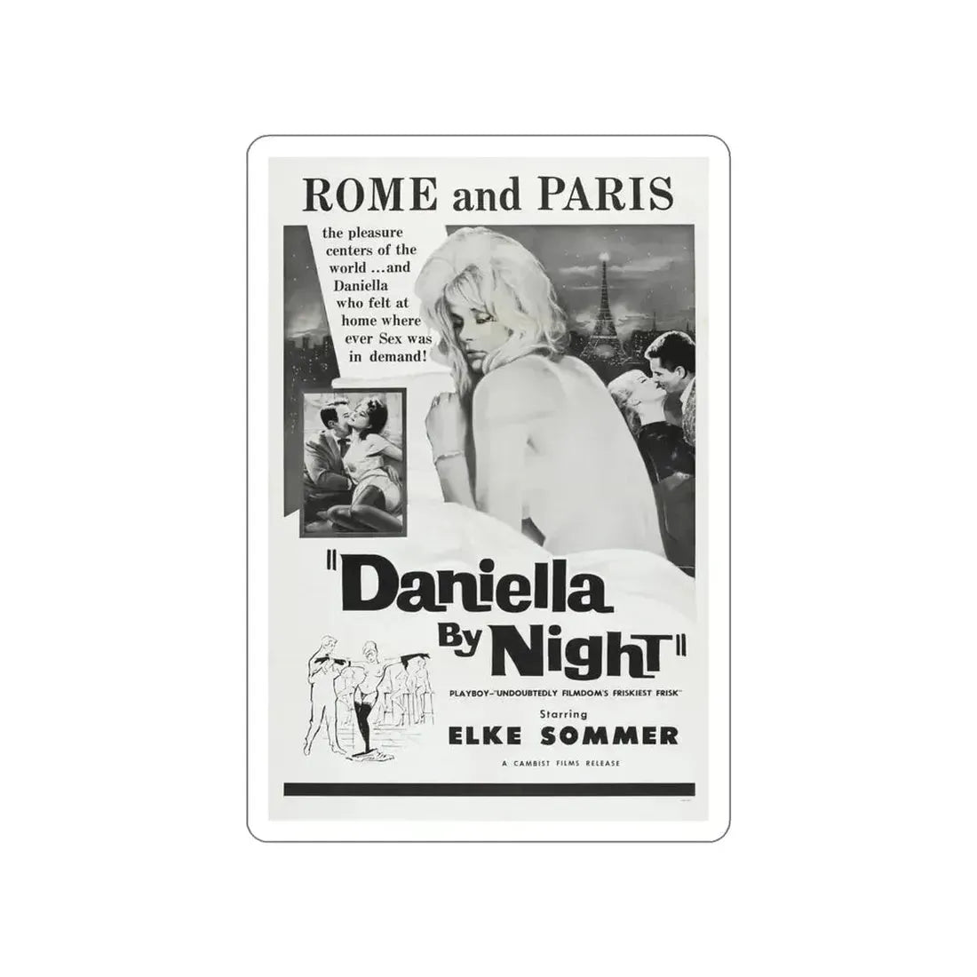 DANIELLA BY NIGHT 1961 Movie Poster STICKER Vinyl Die-Cut Decal - The Sticker Space