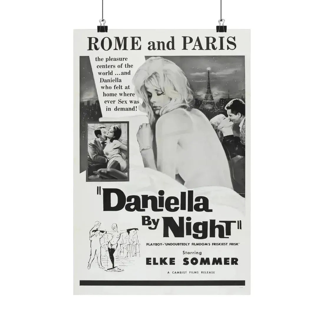 DANIELLA BY NIGHT 1961 - Paper Movie Poster 12″ x 18″ Matte - The Sticker Space