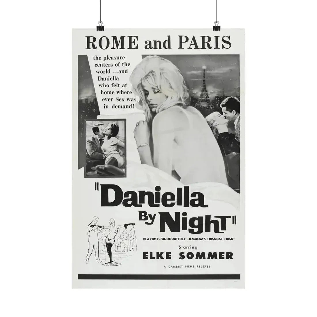 DANIELLA BY NIGHT 1961 - Paper Movie Poster 16″ x 24″ Matte - The Sticker Space