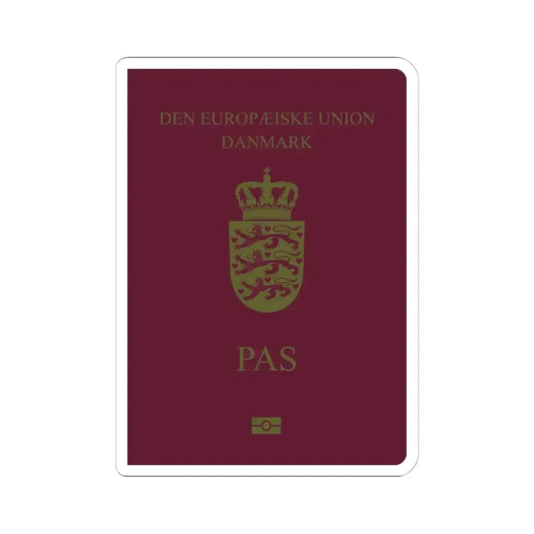 Danish Passport - STICKER Vinyl Kiss-Cut Decal 4 Inch White - The Sticker Space