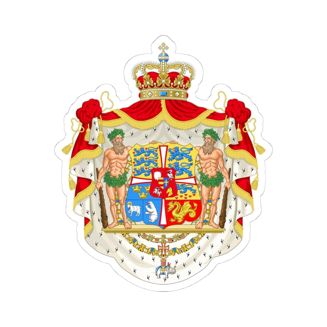 Danmarks rigsvåben 1947-1972 (Denmark) (Coat of Arms) STICKER Vinyl Kiss-Cut Decal - The Sticker Space