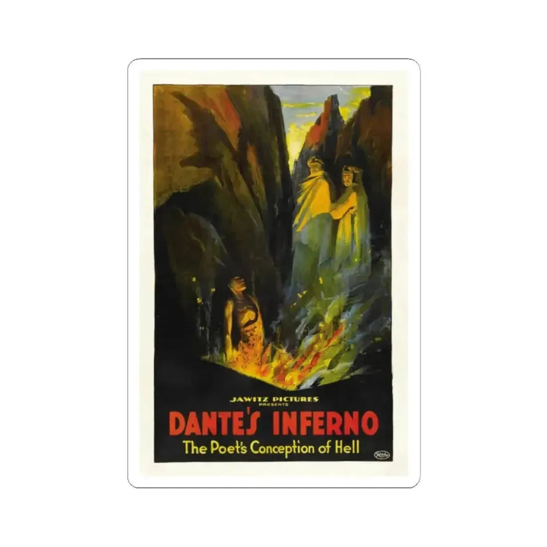 DANTE'S INFERNO (2) 1921 Movie Poster - STICKER Vinyl Kiss-Cut Decal 2 Inch White - The Sticker Space