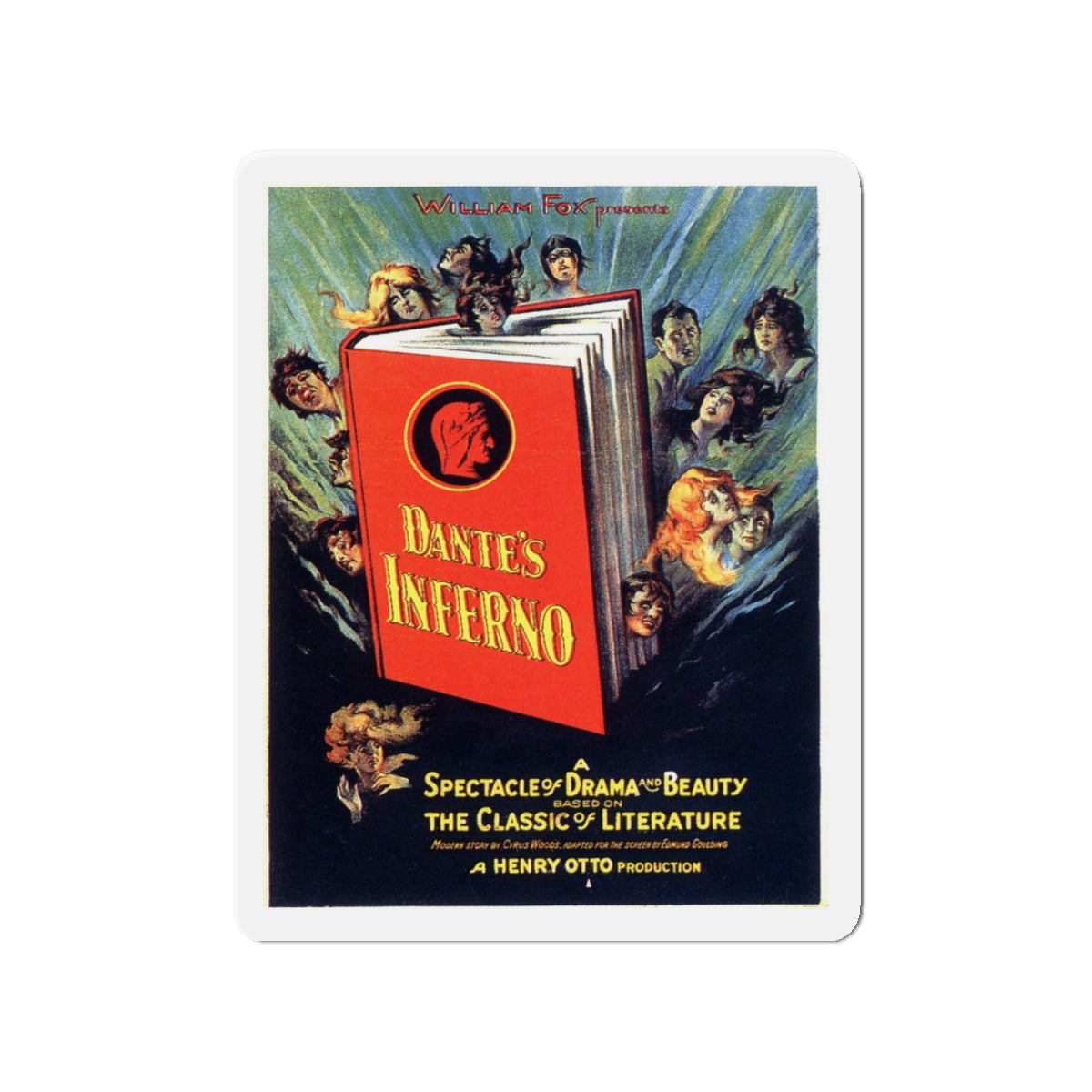 DANTE'S INFERNO 1921 Movie Poster - Die-Cut Magnet-4" x 4"-The Sticker Space