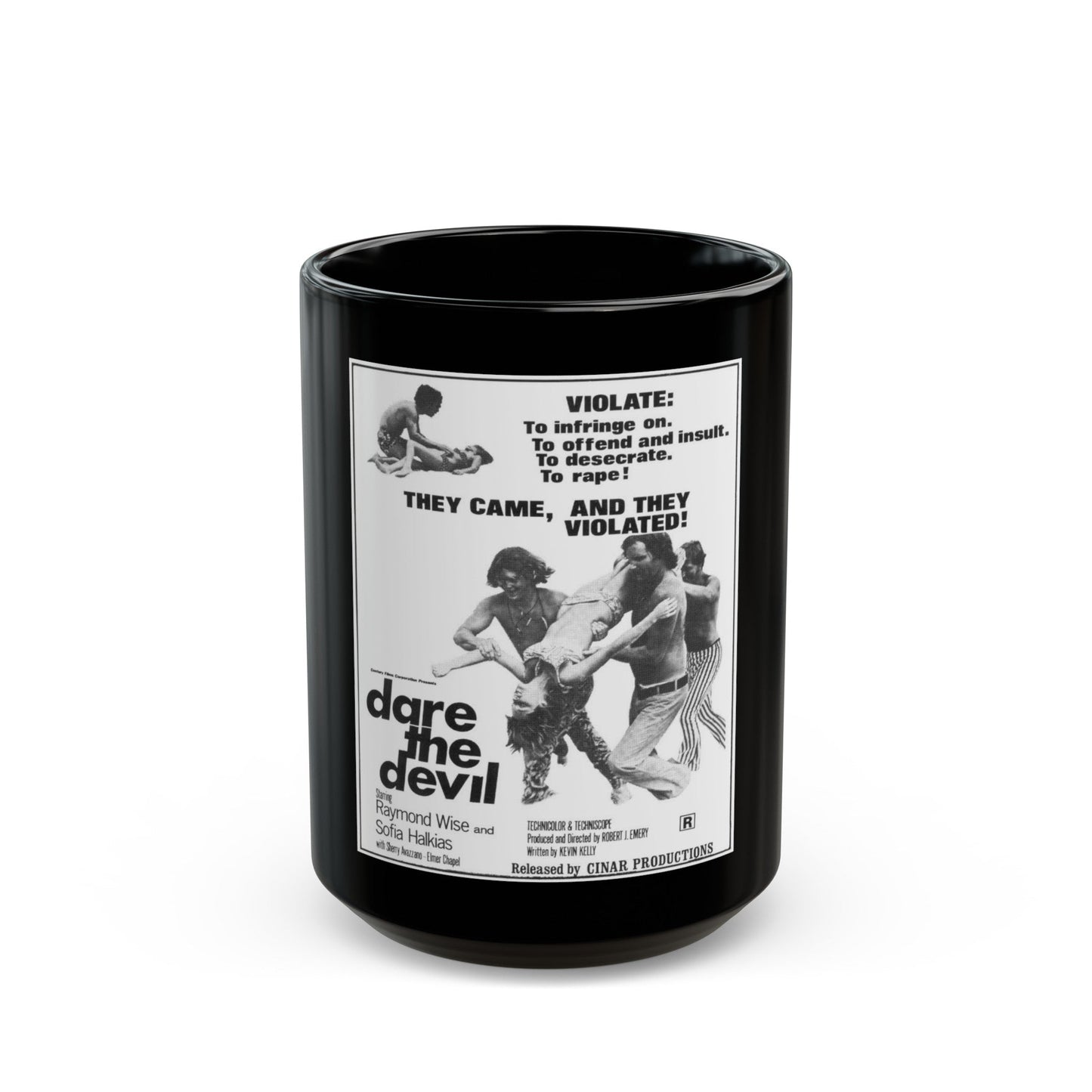 DARE THE DEVIL 1969 Movie Poster - Black Coffee Mug-15oz-The Sticker Space