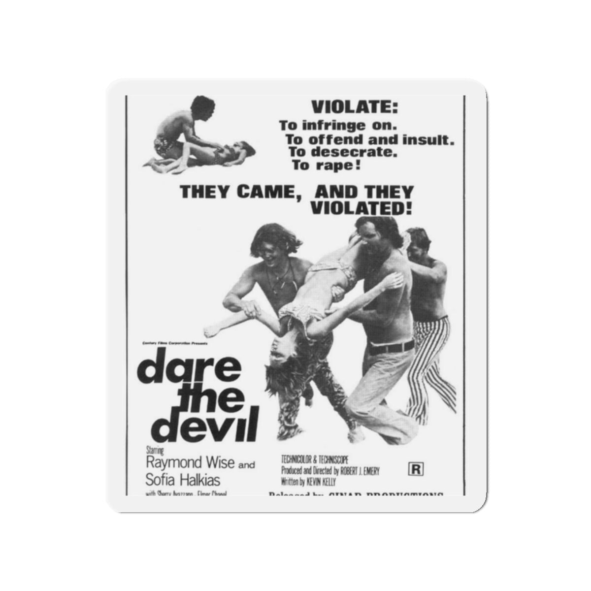 DARE THE DEVIL 1969 Movie Poster - Die-Cut Magnet-2" x 2"-The Sticker Space