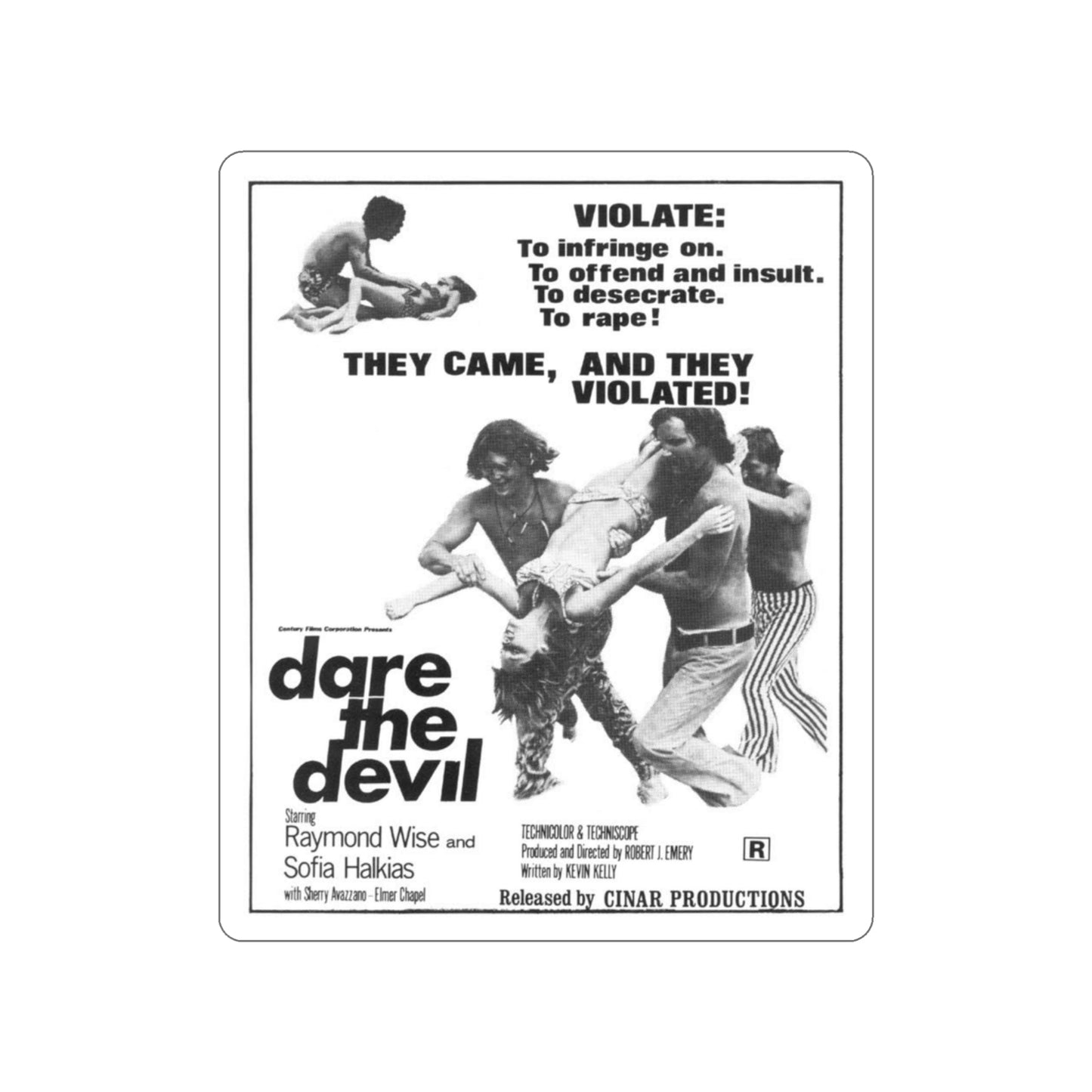 DARE THE DEVIL 1969 Movie Poster STICKER Vinyl Die-Cut Decal-3 Inch-The Sticker Space