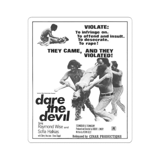 DARE THE DEVIL 1969 Movie Poster - STICKER Vinyl Kiss-Cut Decal 2 Inch White - The Sticker Space