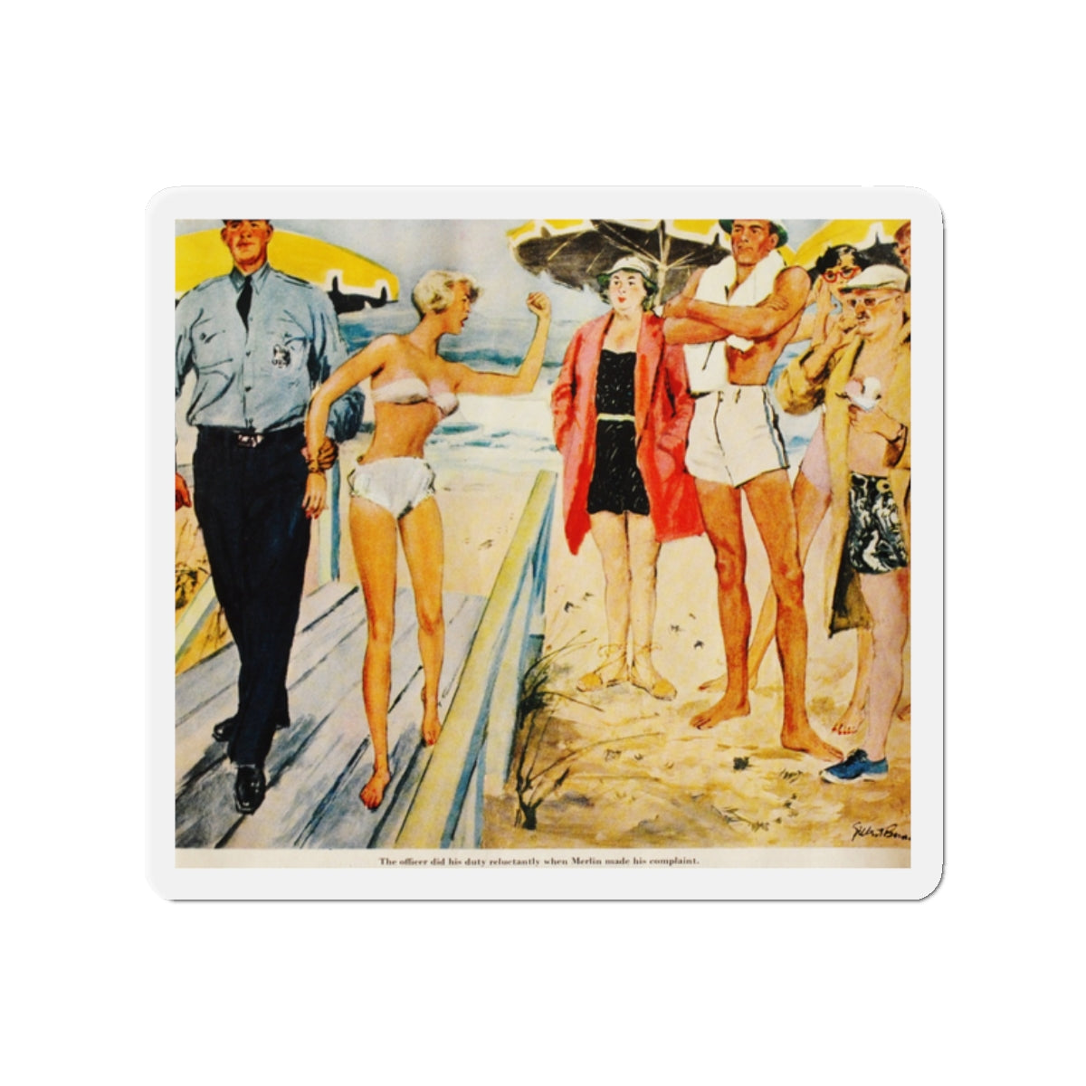 Daring Bikini, 1949 (Magazine Illustration) Refrigerator Magnet-2" x 2"-The Sticker Space