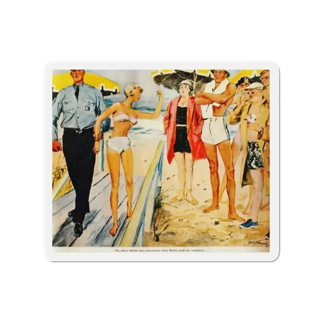Daring Bikini, 1949 (Magazine Illustration) Refrigerator Magnet 3 Inch - The Sticker Space