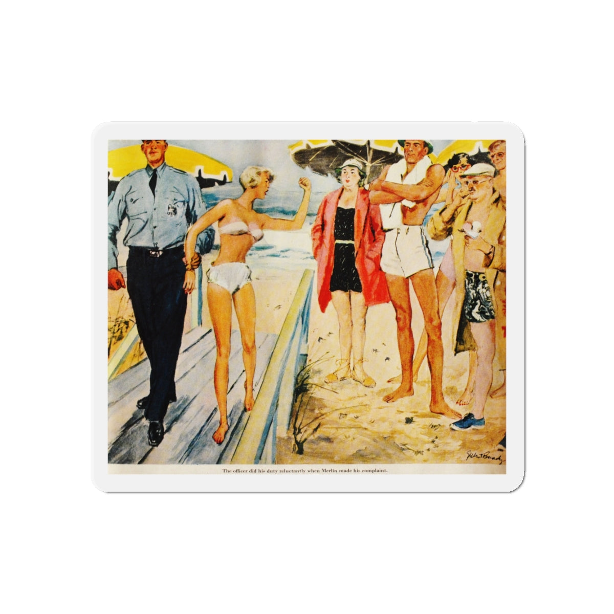 Daring Bikini, 1949 (Magazine Illustration) Refrigerator Magnet-5" x 5"-The Sticker Space