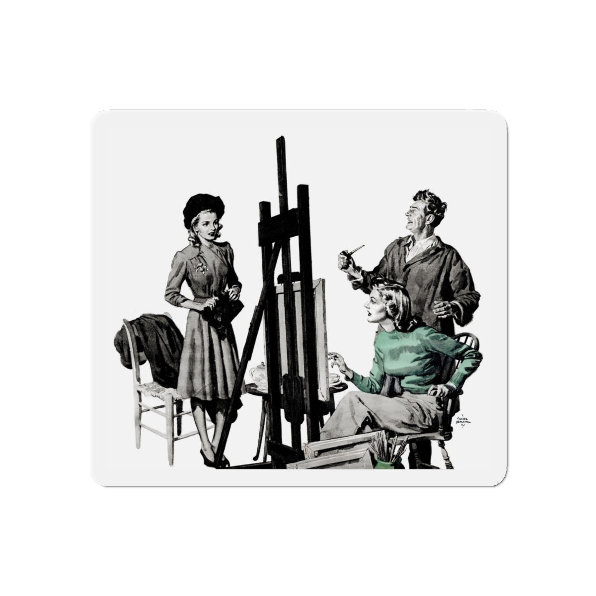 Dark Fortune, Liberty magazine, November 16, 1940 (Magazine Illustration) Refrigerator Magnet-6 × 6"-The Sticker Space