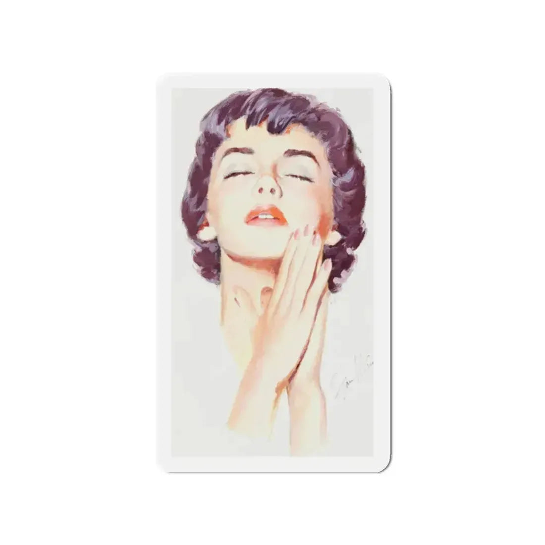 Dark Haired Women Portrait (c. 1950s) (Magazine Illustration) Refrigerator Magnet 2 Inch - The Sticker Space