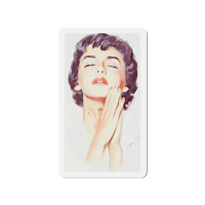 Dark Haired Women Portrait (c. 1950s) (Magazine Illustration) Refrigerator Magnet 2 Inch - The Sticker Space
