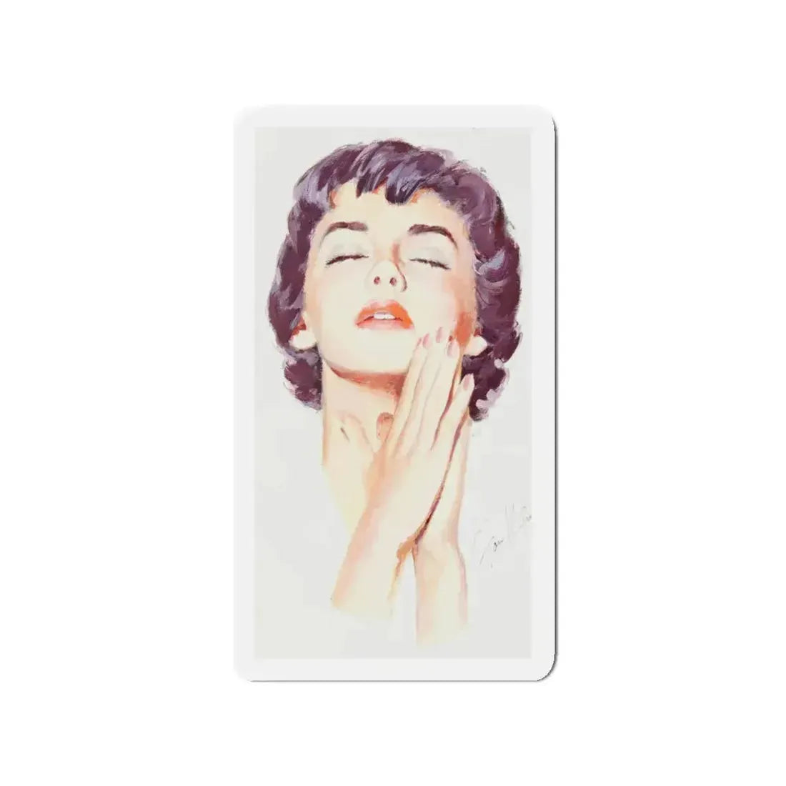 Dark Haired Women Portrait (c. 1950s) (Magazine Illustration) Refrigerator Magnet 3 Inch - The Sticker Space