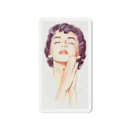Dark Haired Women Portrait (c. 1950s) (Magazine Illustration) Refrigerator Magnet 3 Inch - The Sticker Space