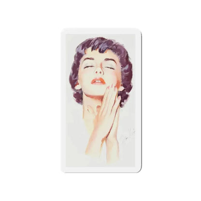 Dark Haired Women Portrait (c. 1950s) (Magazine Illustration) Refrigerator Magnet 4 Inch - The Sticker Space