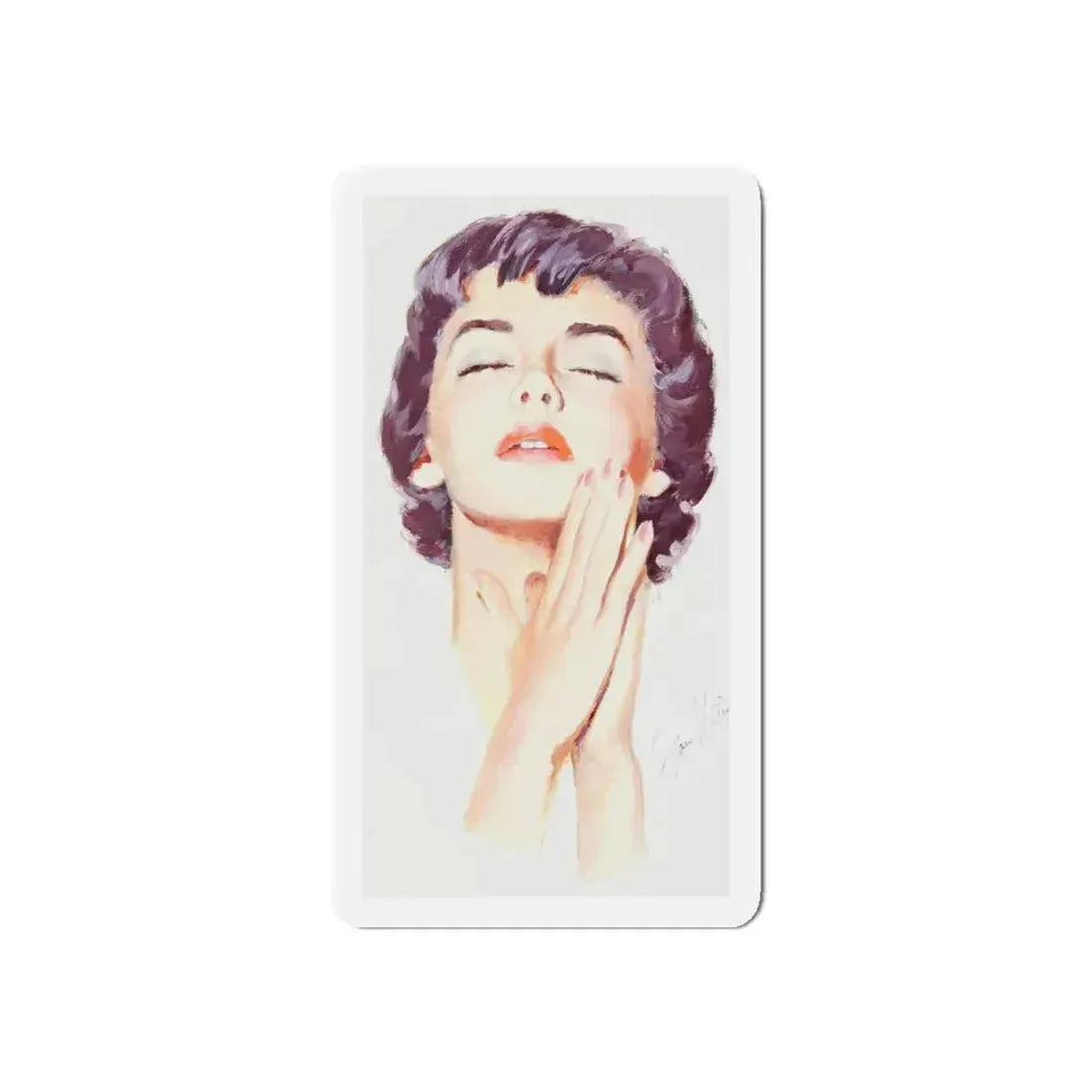 Dark Haired Women Portrait (c. 1950s) (Magazine Illustration) Refrigerator Magnet 6 Inch - The Sticker Space