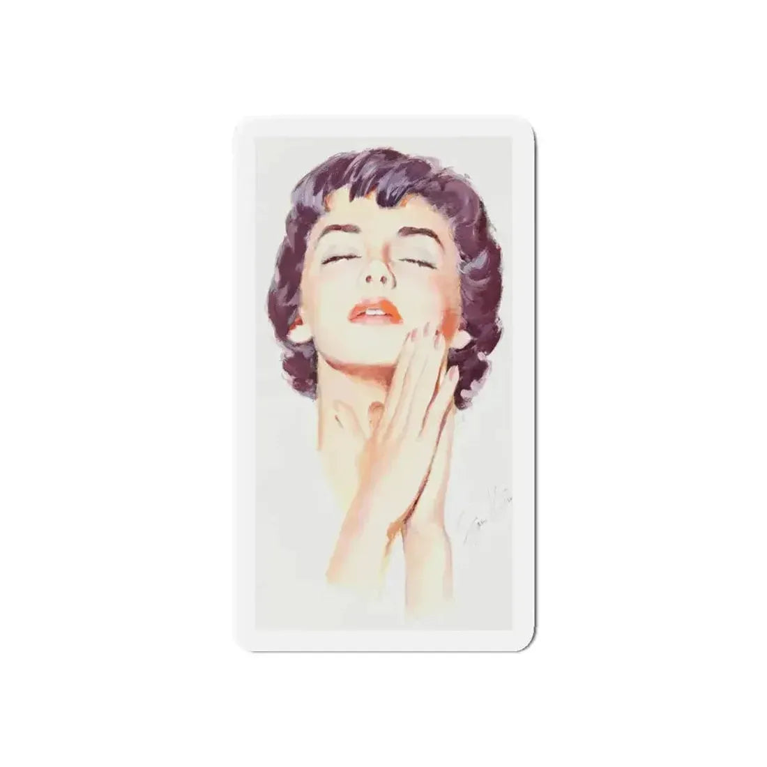 Dark Haired Women Portrait (c. 1950s) (Magazine Illustration) Refrigerator Magnet - The Sticker Space