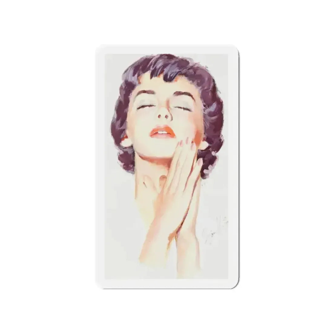 Dark Haired Women Portrait (c. 1950s) (Magazine Illustration) Refrigerator Magnet - The Sticker Space