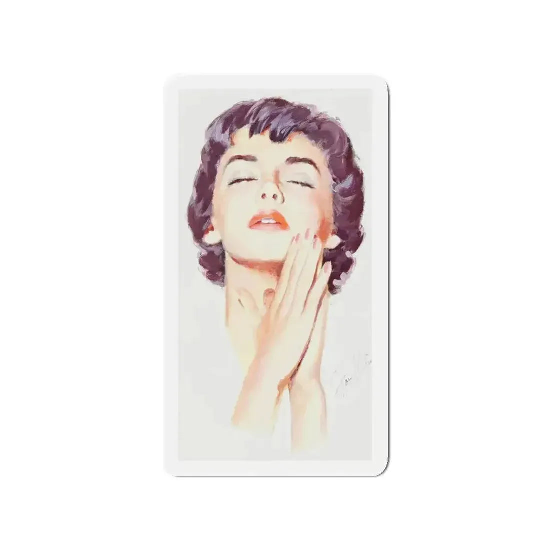 Dark Haired Women Portrait (c. 1950s) (Magazine Illustration) Refrigerator Magnet - The Sticker Space