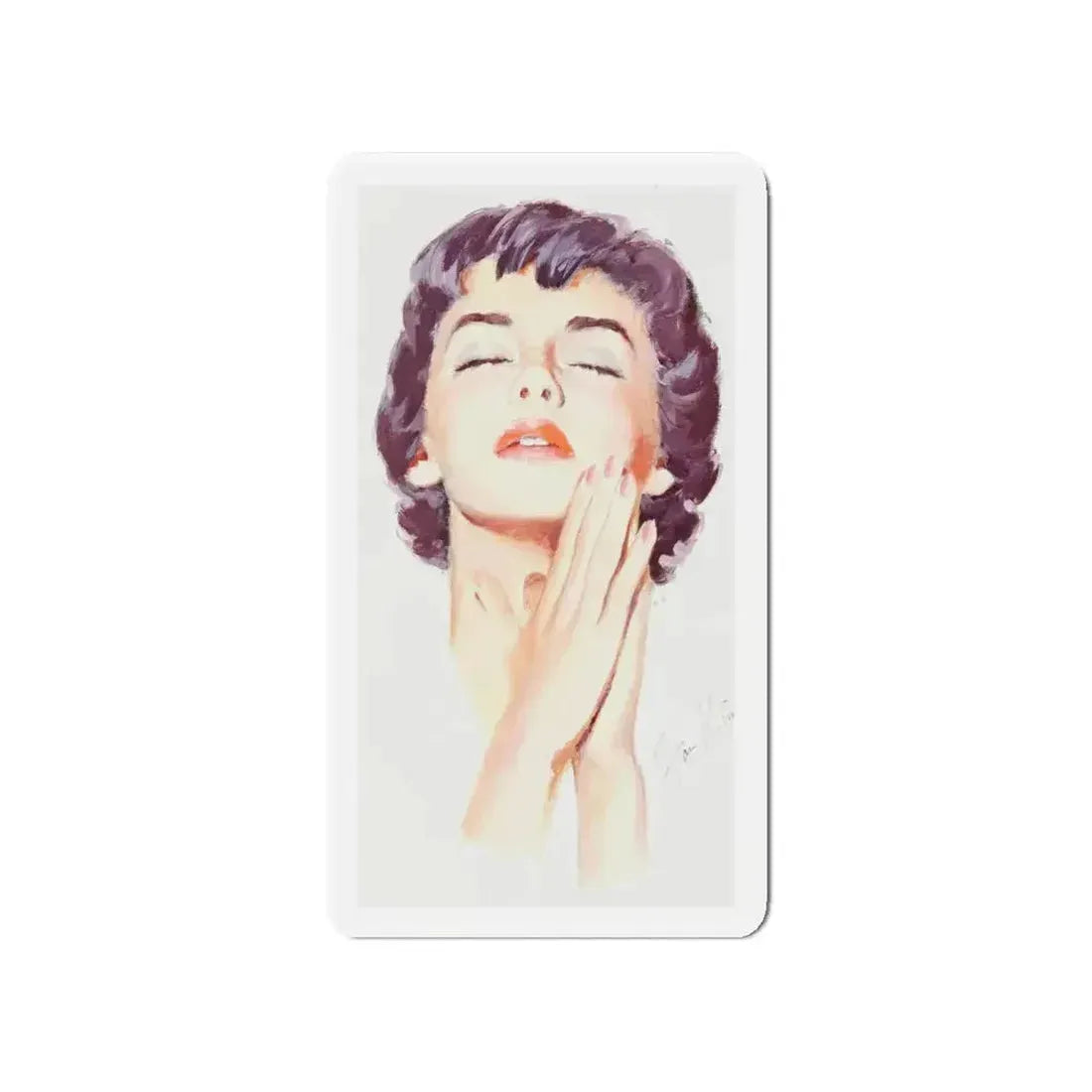 Dark Haired Women Portrait (c. 1950s) (Magazine Illustration) Refrigerator Magnet - The Sticker Space