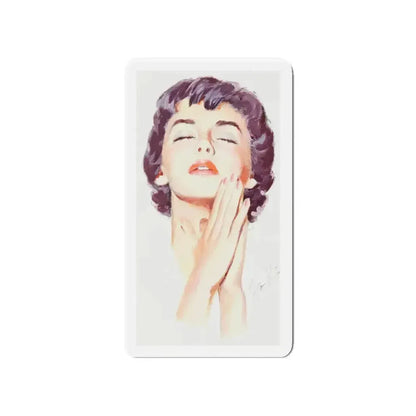 Dark Haired Women Portrait (c. 1950s) (Magazine Illustration) Refrigerator Magnet - The Sticker Space