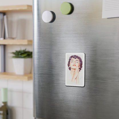 Dark Haired Women Portrait (c. 1950s) (Magazine Illustration) Refrigerator Magnet-The Sticker Space