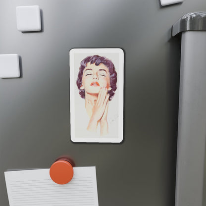 Dark Haired Women Portrait (c. 1950s) (Magazine Illustration) Refrigerator Magnet-The Sticker Space