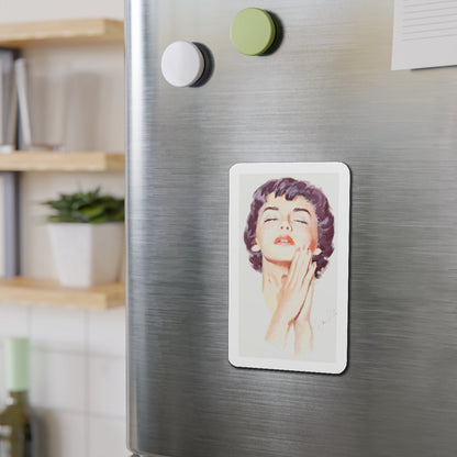 Dark Haired Women Portrait (c. 1950s) (Magazine Illustration) Refrigerator Magnet-The Sticker Space