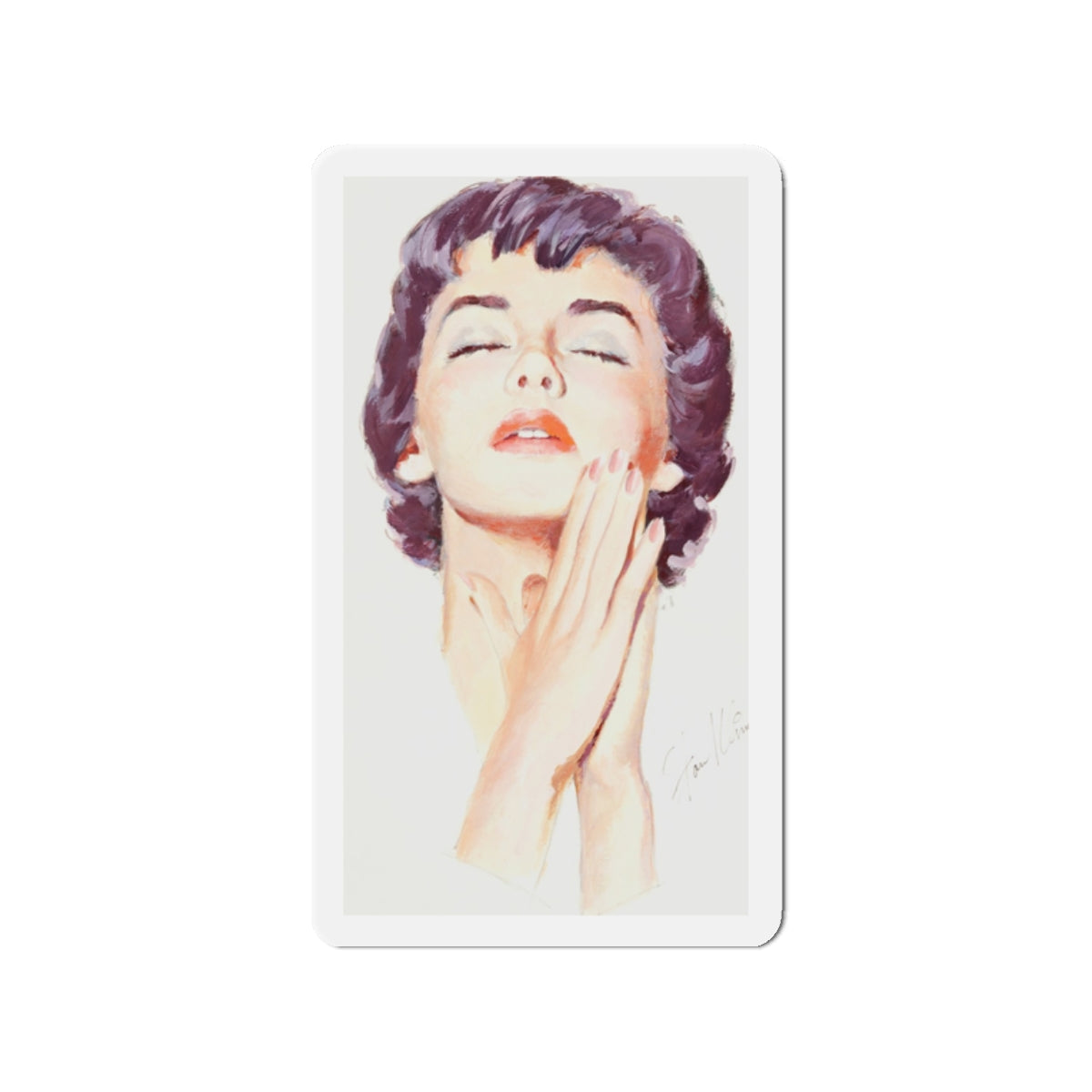 Dark Haired Women Portrait (c. 1950s) (Magazine Illustration) Refrigerator Magnet-2" x 2"-The Sticker Space