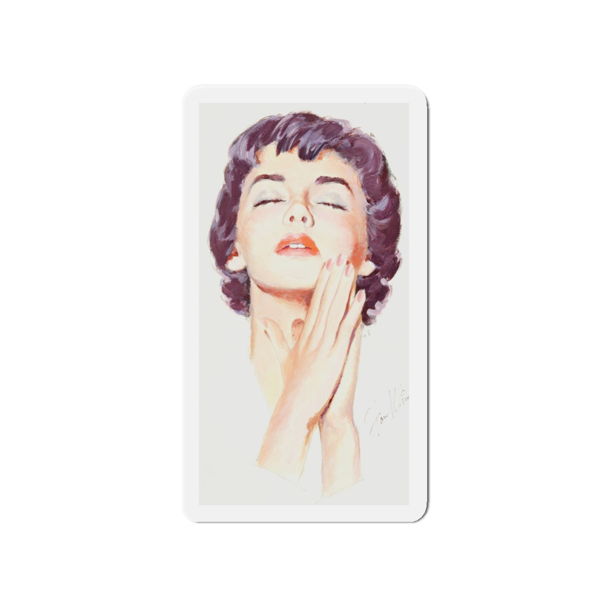 Dark Haired Women Portrait (c. 1950s) (Magazine Illustration) Refrigerator Magnet-4" x 4"-The Sticker Space