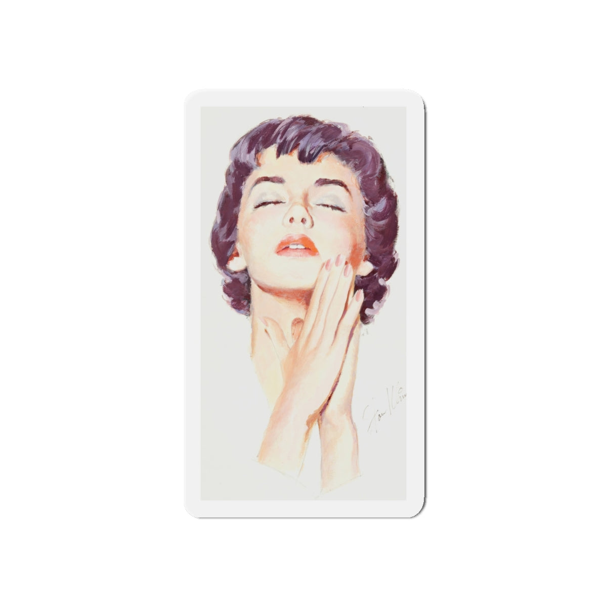 Dark Haired Women Portrait (c. 1950s) (Magazine Illustration) Refrigerator Magnet-5" x 5"-The Sticker Space