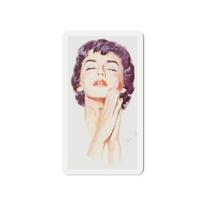 Dark Haired Women Portrait (c. 1950s) (Magazine Illustration) Refrigerator Magnet-5" x 5"-The Sticker Space