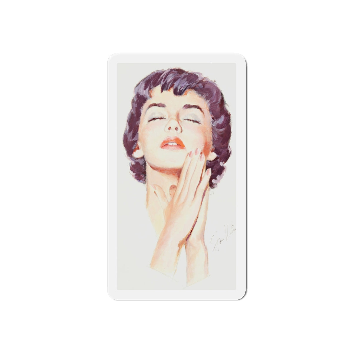 Dark Haired Women Portrait (c. 1950s) (Magazine Illustration) Refrigerator Magnet-6 × 6"-The Sticker Space