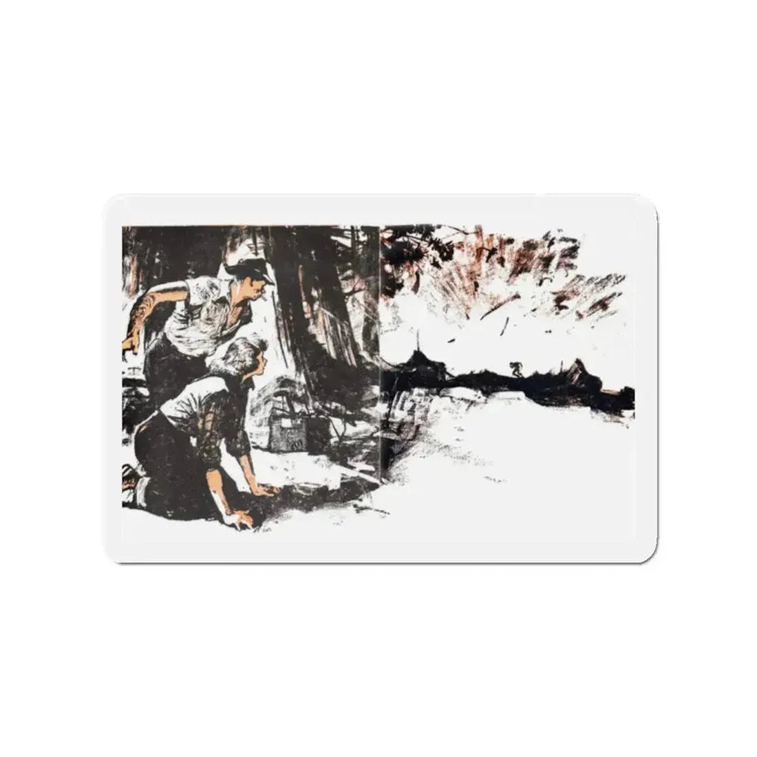 Dark Interlude (1), Blue Book Magazine, August 1949 (Magazine Illustration) Refrigerator Magnet 2 Inch - The Sticker Space