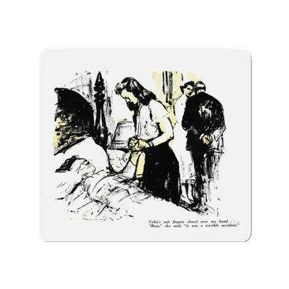 Dark Interlude (2), Blue Book Magazine, August 1949 (Magazine Illustration) Refrigerator Magnet 2 Inch - The Sticker Space