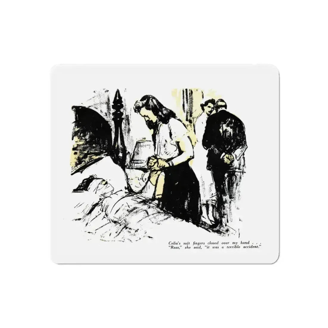 Dark Interlude (2), Blue Book Magazine, August 1949 (Magazine Illustration) Refrigerator Magnet 6 Inch - The Sticker Space