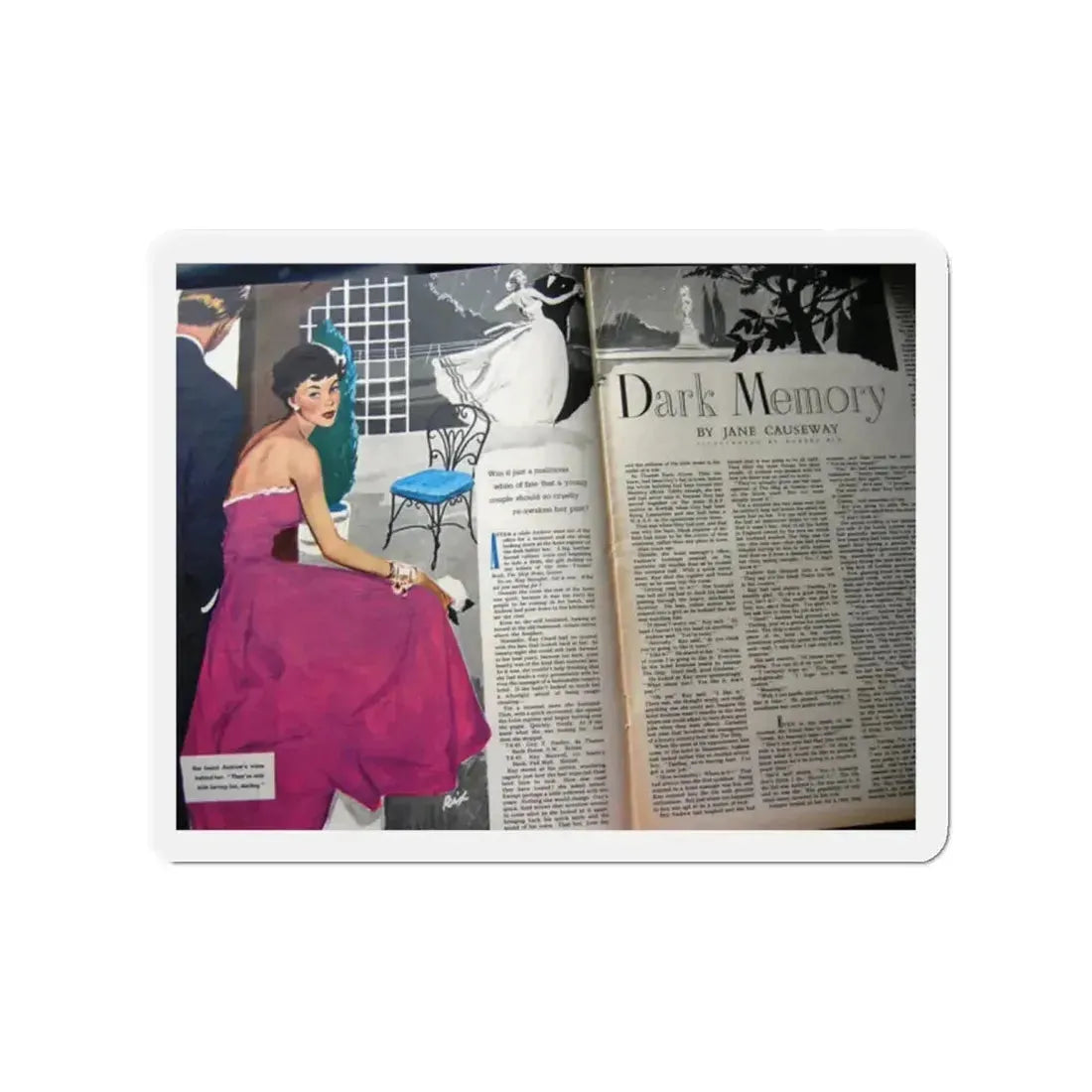 Dark Memory, Woman's Own, August 14, 1952 (Magazine Illustration) Refrigerator Magnet 2 Inch - The Sticker Space