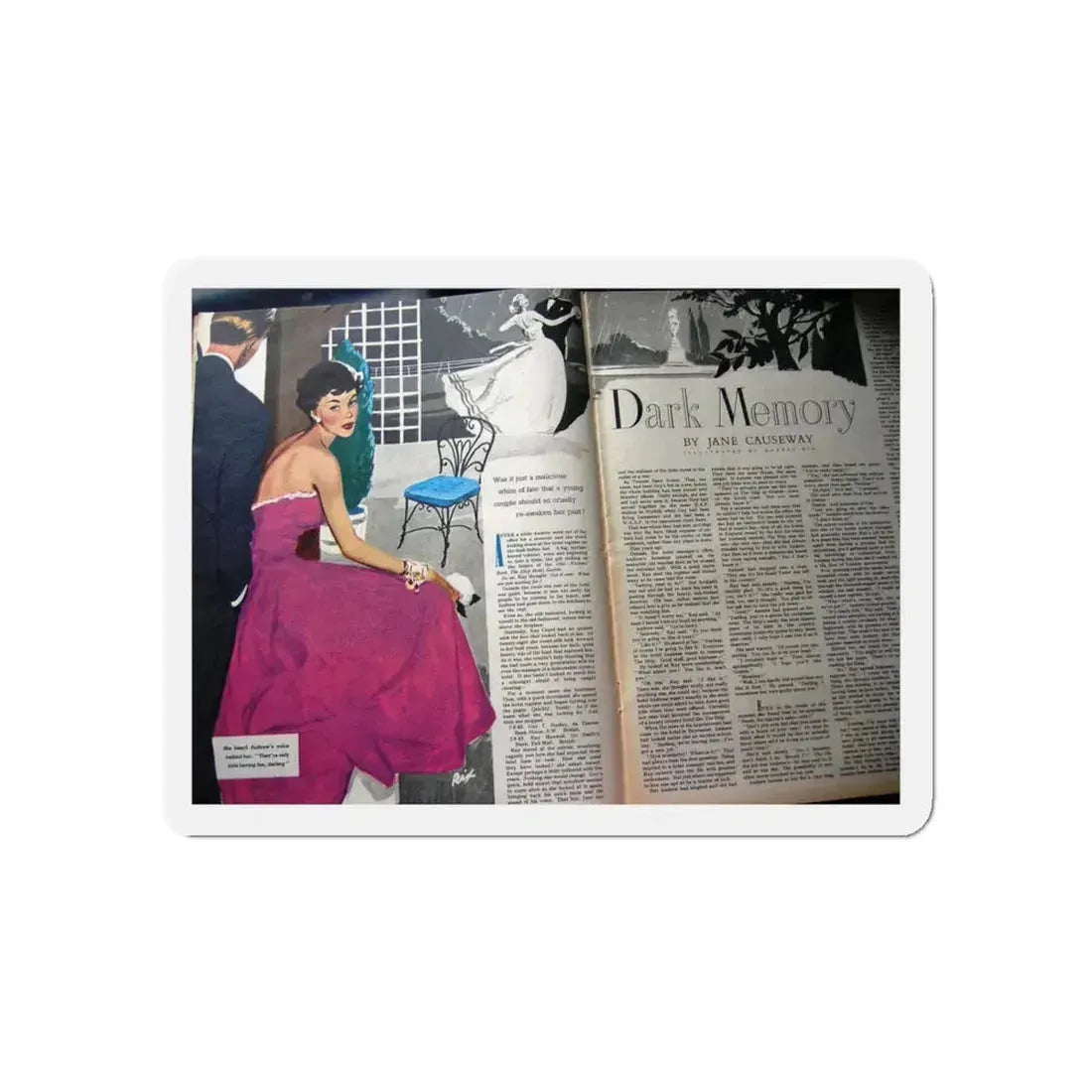 Dark Memory, Woman's Own, August 14, 1952 (Magazine Illustration) Refrigerator Magnet 5 Inch - The Sticker Space
