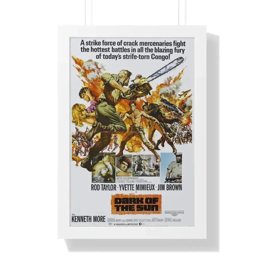 DARK OF THE SUN (MERCENARIES) 1968 - Framed Movie Poster 16″ x 24″ White - The Sticker Space
