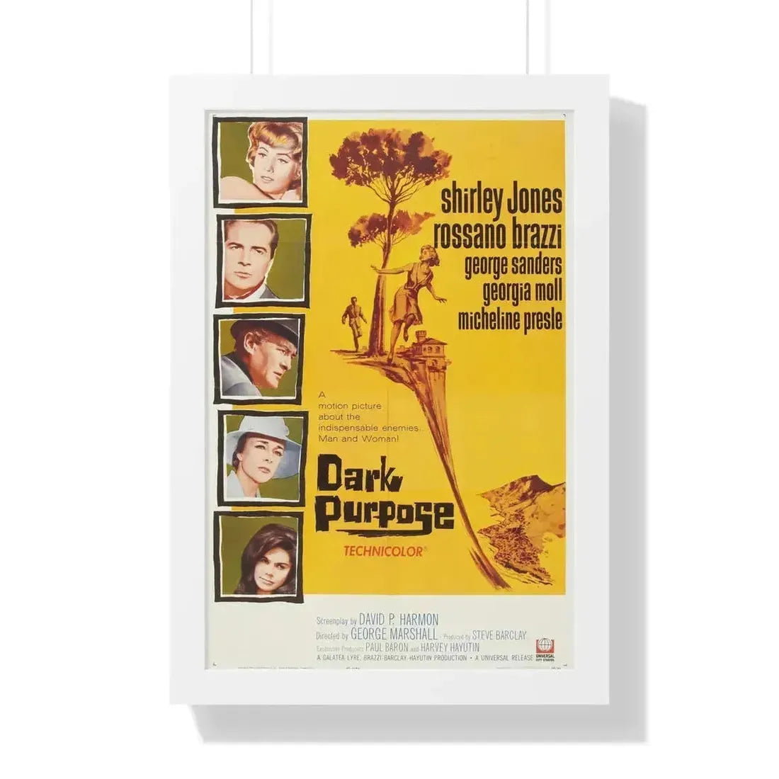 DARK PURPOSE 1964 - Framed Movie Poster 16″ x 24″ White - The Sticker Space