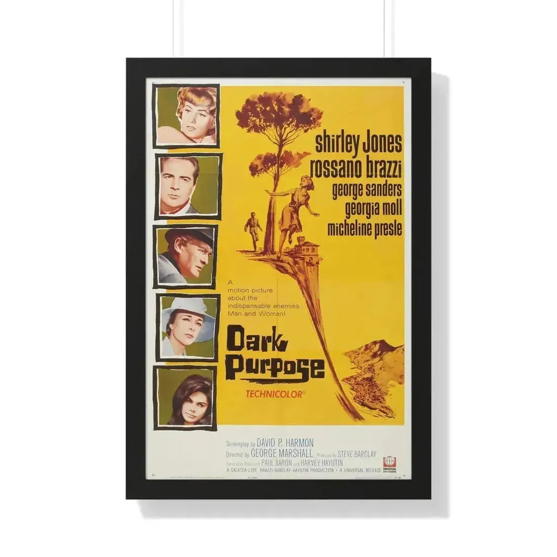 DARK PURPOSE 1964 - Framed Movie Poster 20" x 30" Black - The Sticker Space
