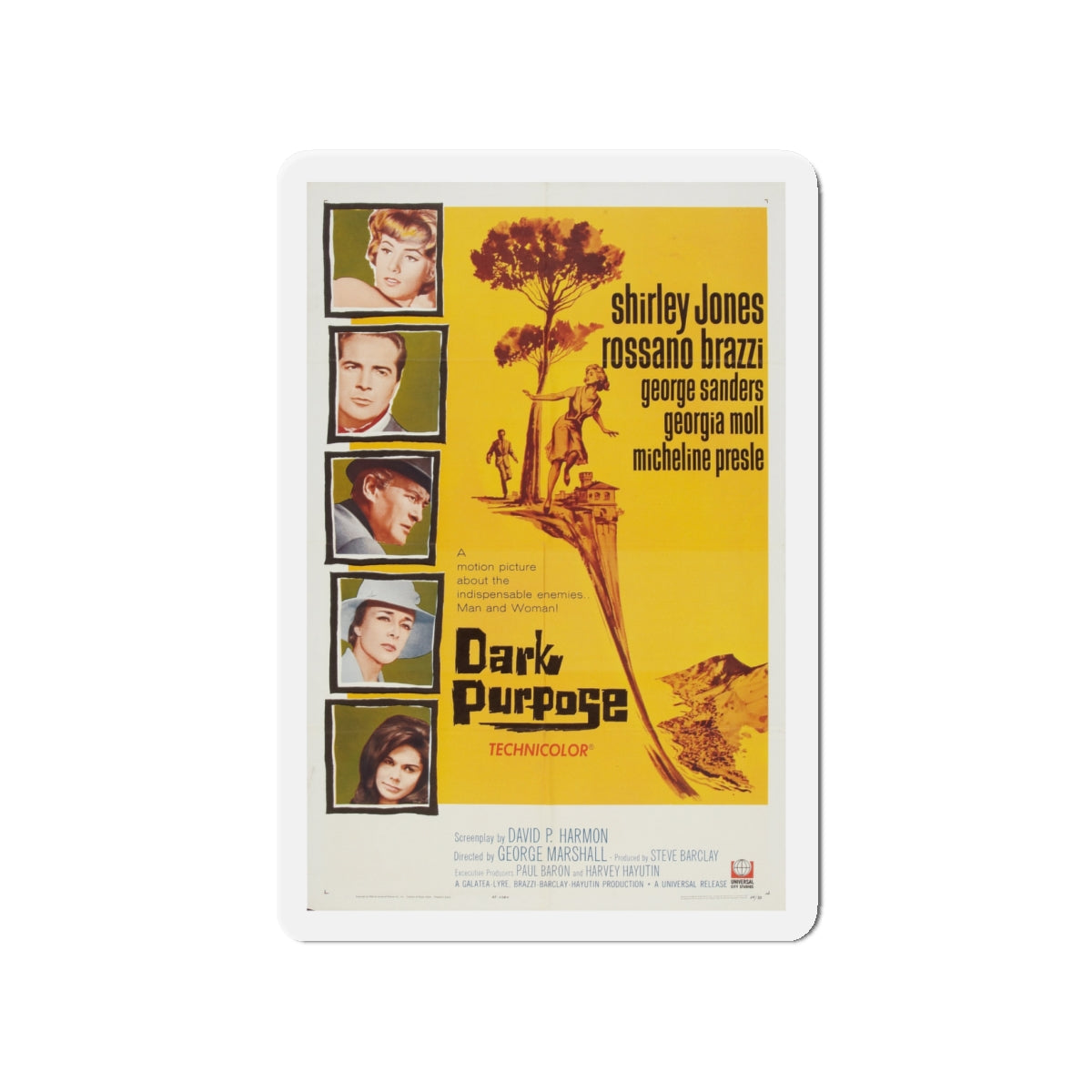 DARK PURPOSE 1964 Movie Poster - Die-Cut Magnet-4" x 4"-The Sticker Space