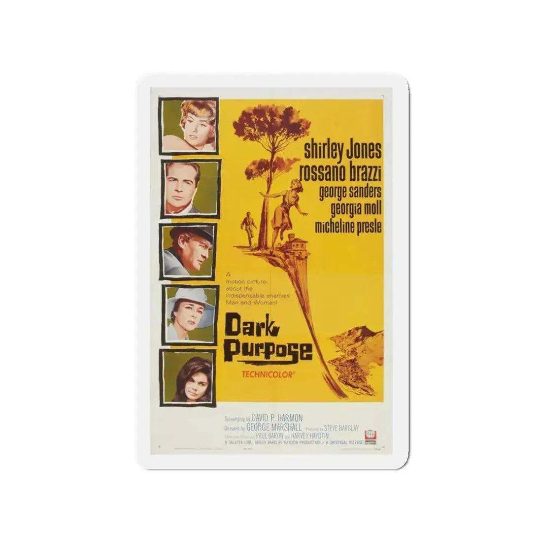 DARK PURPOSE 1964 Movie Poster - Refrigerator Magnet 3 Inch - The Sticker Space