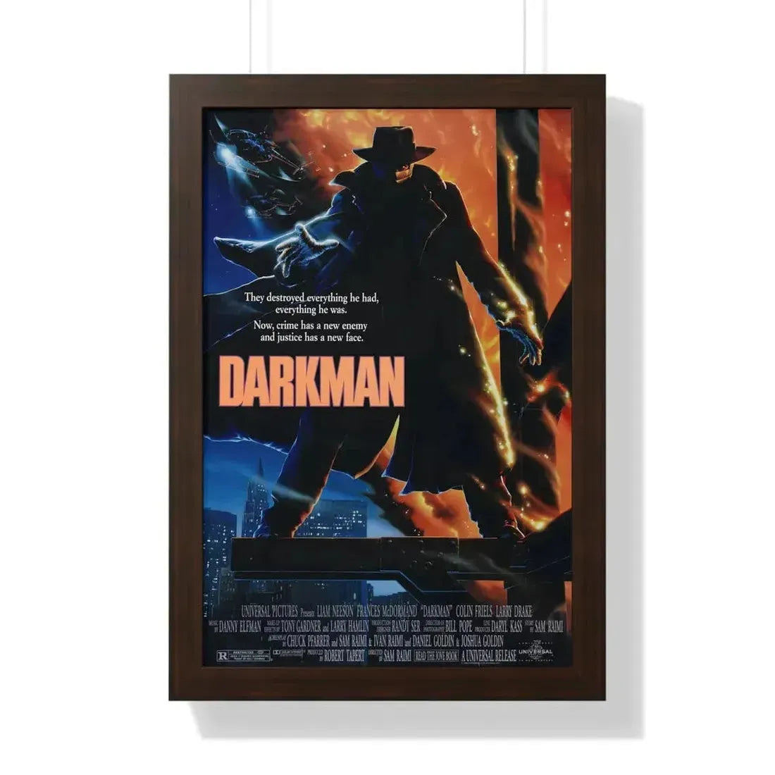 DARKMAN 1990 - Framed Movie Poster 16″ x 24″ Walnut - The Sticker Space