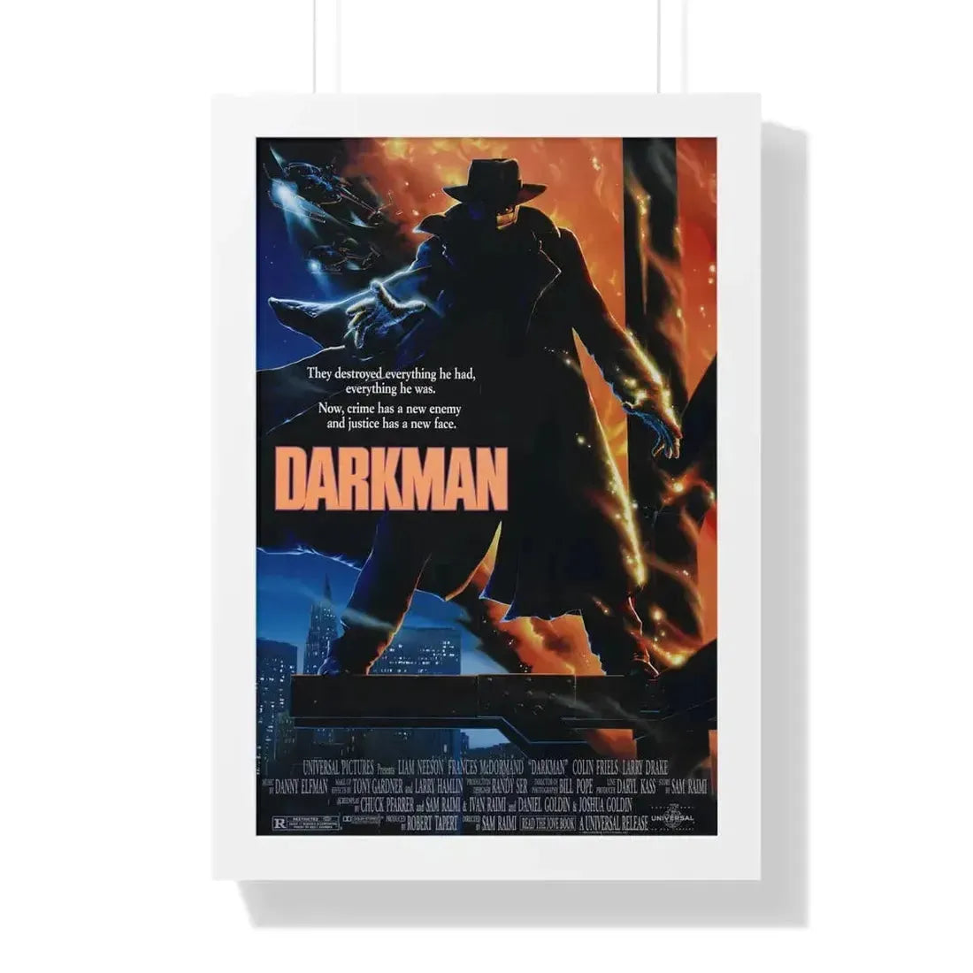 DARKMAN 1990 - Framed Movie Poster 16″ x 24″ White - The Sticker Space