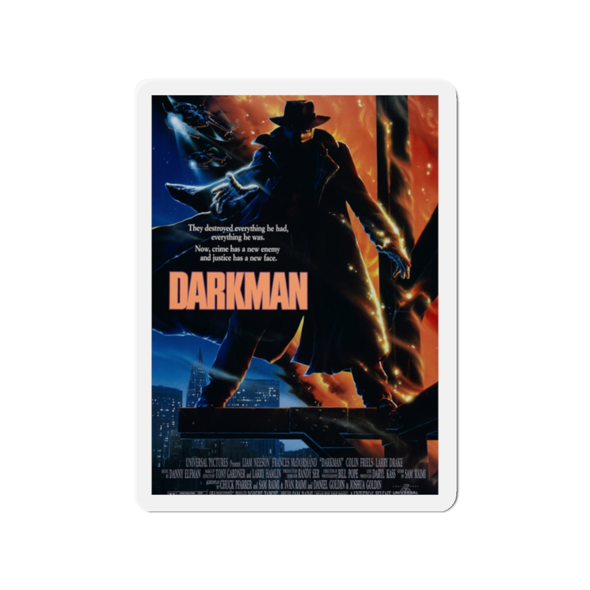 DARKMAN 1990 Movie Poster - Die-Cut Magnet-2" x 2"-The Sticker Space