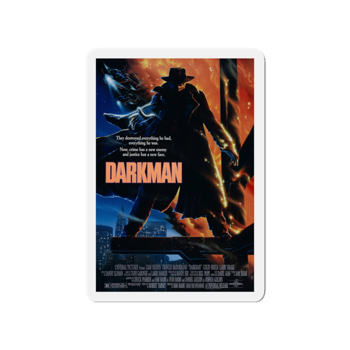 DARKMAN 1990 Movie Poster - Die-Cut Magnet-4" x 4"-The Sticker Space