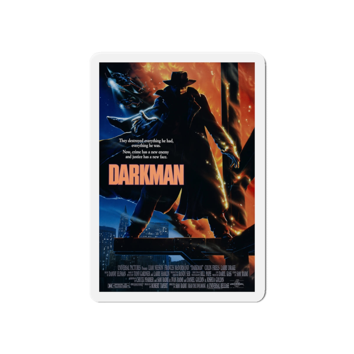 DARKMAN 1990 Movie Poster - Die-Cut Magnet-6 × 6"-The Sticker Space